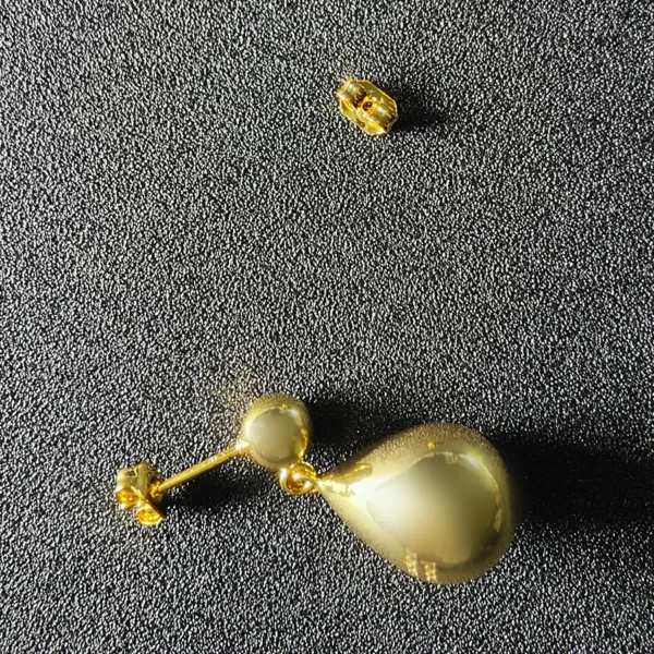 Golden Water Drop Round Bead Earrings-C1