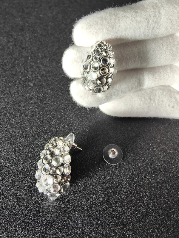 Oval Water Drop Full Diamond Earrings-Z3