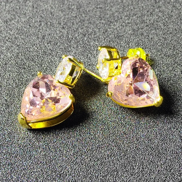 Pink Heart Pendant Earrings-C2