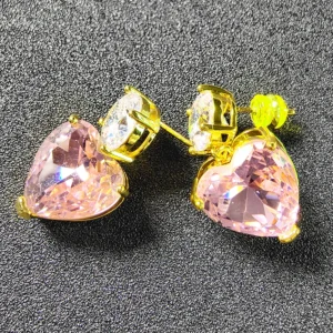 Pink Heart Pendant Earrings-Z1